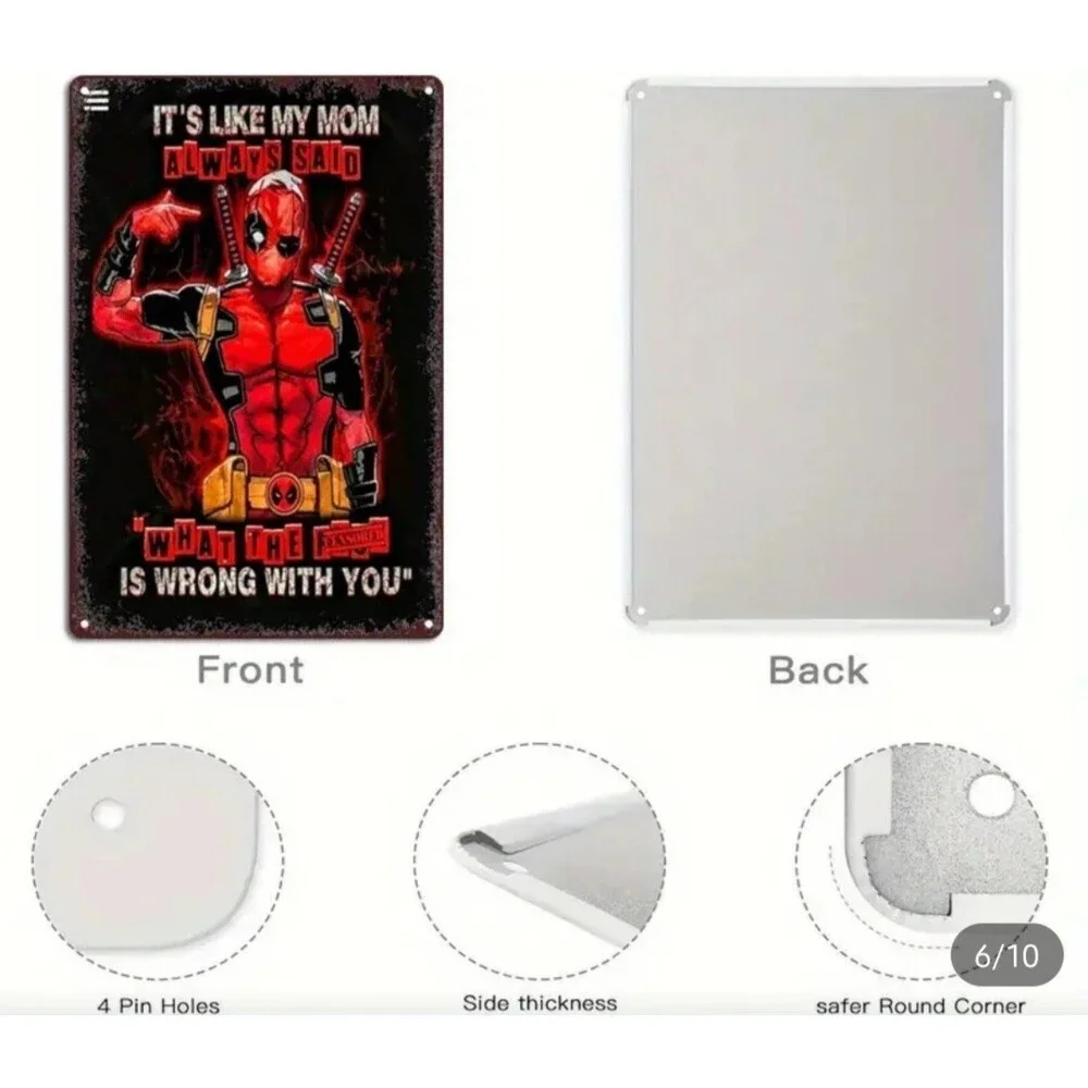 Marvel comics Deadpool‎ metal wall decor -boys room gift